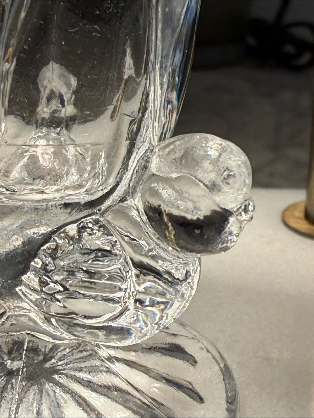 Vintage Clear Glass Bud Vase with Three Birds | Pedestal Floral Vase | 4”